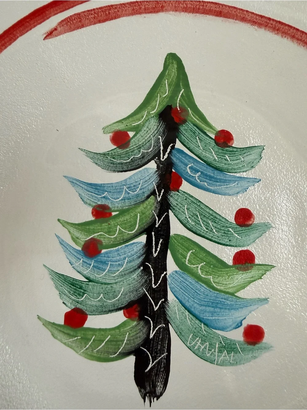 Lot 2 KOSTA BODA Ulrica Hydman-Vallien Hand-Painted Christmas Tree Glass Plate